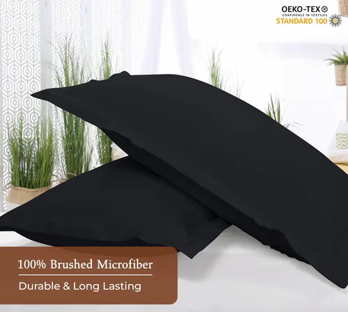 Vista 4 de Royale Linens Paquete de 2 fundas de almohada de tamaño estándar de 20 x 26 pulgadas, microfibra cepillada, fundas de almohada de cama, resistentes