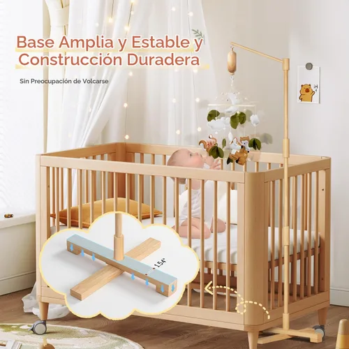 Vista 4 de FEISIKE Brazo móvil para cuna de bebé, brazo móvil de 57.4 pulgadas para cuna de madera para decoración de guardería, soporte para bricolaje