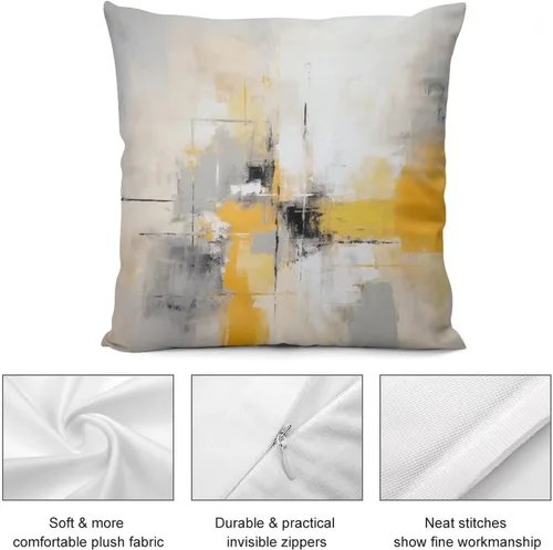 Vista 6 de Funda de almohada de 12 x 12 pulgadas, pintura abstracta en amarillo, gris y blanco, funda de cojín para sofá al aire libre, decoración moderna