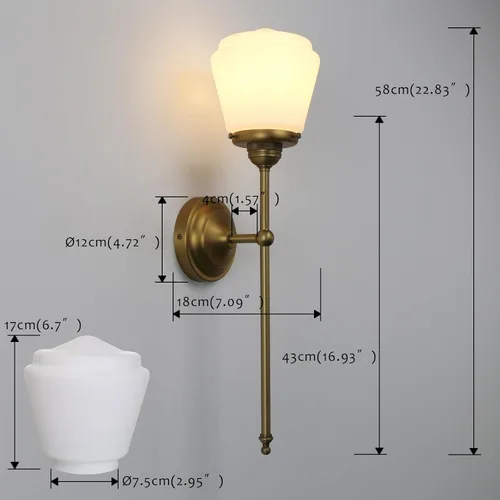 Vista 5 de Pathson Modern Wall Sconce Light with Milk White Glass, Hardwired Bathroom Wall Vanity Lamp, Mid-Century Rustic Decor for Living Room Bedroom