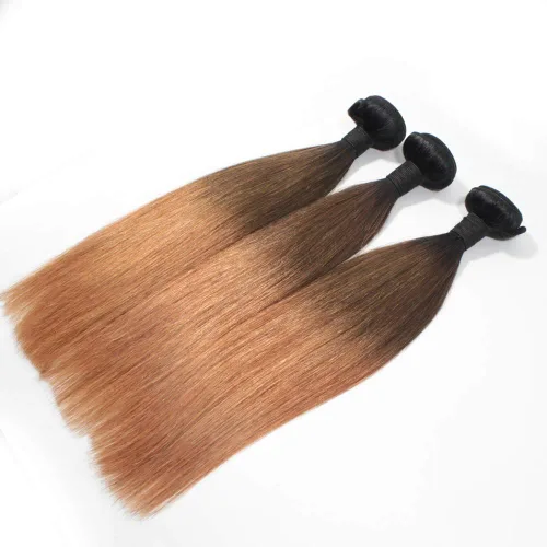 Vista 13 de Extensiones de cabello humano virgen ondulado brasileño ombré, 3 paquetes de 12 pulgadas #1B/27 rubio barato sin procesar para mujeres