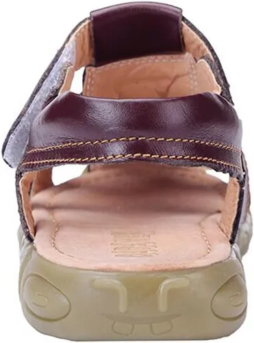 Vista 4 de DADAWEN - Sandalias deportivas de cuero para niños y niñas, puntera cerrada, para exteriores (para bebés, niños pequeños y grandes)