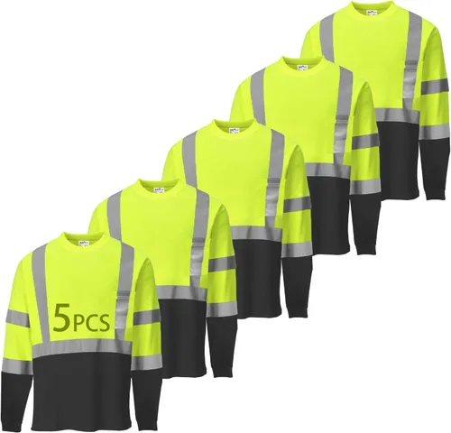 Vista 18 de Hi Vis - Camisetas de seguridad para hombre, reflectantes, de alta visibilidad, manga corta y larga, con bolsillo, paquete de 3 y 5