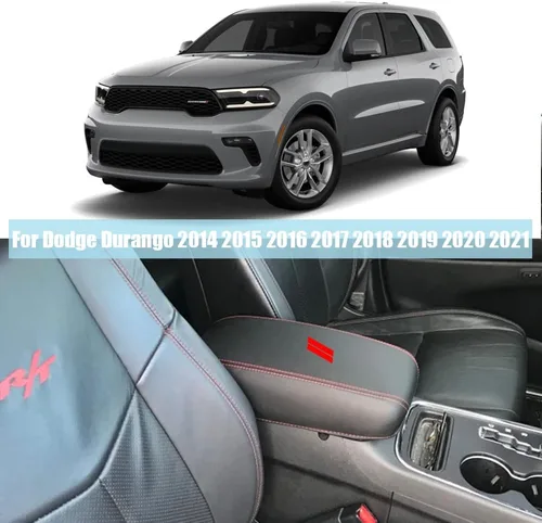 Vista 2 de Funda para el reposabrazos de la consola central, de piel, antiarañazos, de protección, accesorios de decoración interior, para Dodge Durango Fibra