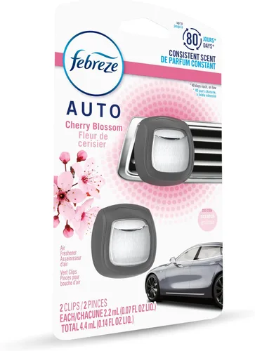 Vista 12 de Febreze Ambientador de coche con clip de ventilación, eliminador de olores, aroma ámbar automático, 2 clips
