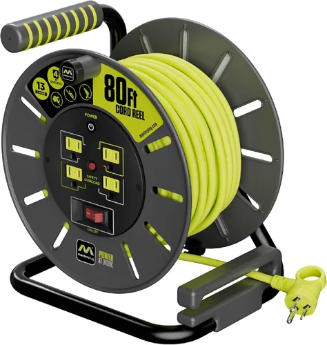 Vista 9 de Masterplug OMA601114G4SL-US - Carrete de cable de 60 pies, 60 pies, color verde lima, surtido