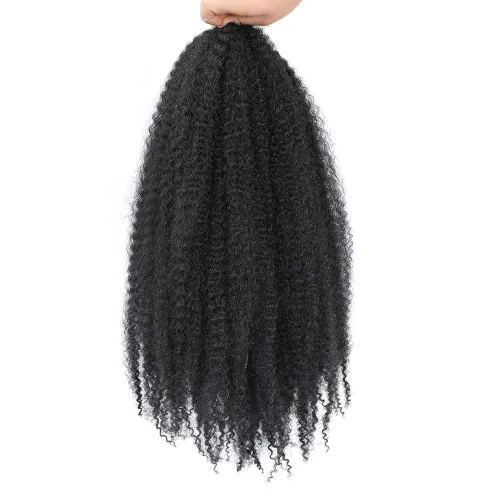 Vista 11 de Dansama Cabello Marley, 24 pulgadas, cabello trenzado Marley Twist, extensiones de cabello rizado rizado (24 pulgadas (paquete de 3), #1)