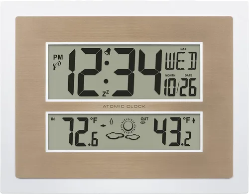 Vista 8 de La Crosse Technology 512-85937-INT Reloj de pared digital atómico con temperatura y pronóstico en gris/plateado