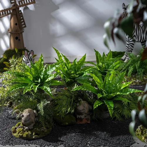 Vista 8 de 4 Piezas Tallos de Vegetación Artificial Helecho Nido de Pájaro Falso Ramas Falsas Plantas Artificiales Dracaena Falsa Realista Plantas Realistas