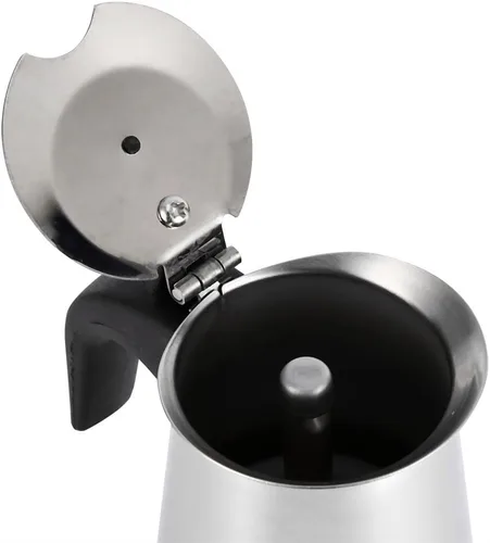 Vista 2 de 3.4 fl oz Acero Inoxidable Mocha Café Pot Hervidor Estufa Top Espresso Make Pot, Astilla
