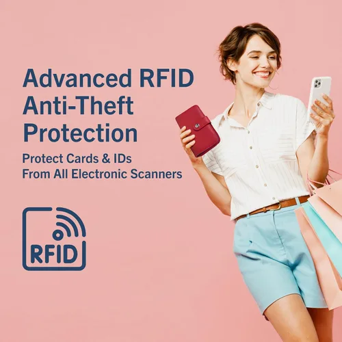 Vista 5 de Nautica Be Shore - Cartera RFID de piel vegana para mujer, con cremallera alrededor, funda delgada grande para teléfono y organizador de tarjetas