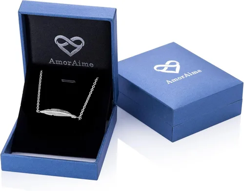 Vista 7 de AmorAime Pulsera de plata para mujer pulsera de plumas simples de la suerte con amor de plata de ley 925 joyería ajustable para niñas