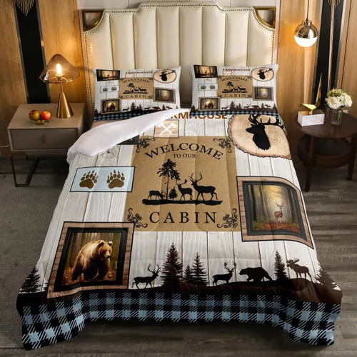 Vista 20 de Erosebridal Juego de edredón rústico de ciervos para niños, adolescentes y adultos, juego de ropa de cama tamaño individual con temática de caza