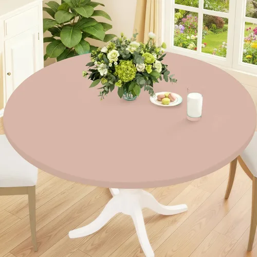 Vista 26 de Smiry Mantel Redondo de Spandex, Manteles Elásticos Ajustados Lavables para Mesas de 18"-24", Cubierta de Mesa de Pícnic Elástica Impermeable