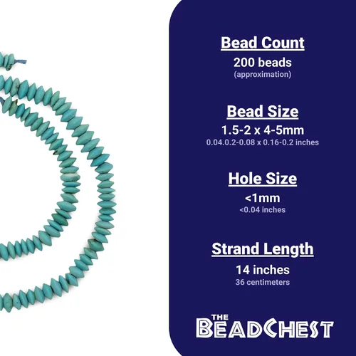 Vista 4 de TheBeadChest - Cuentas Heishi de piedra azul turquesa de 0.116 pulgadas (0.157 in)