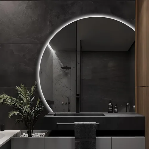 Vista 9 de Espejo de baño LED de media luna de 32 pulgadas, espejo de pared