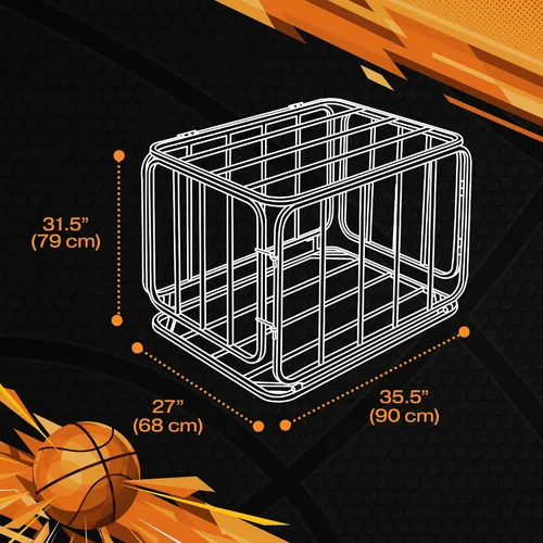 Vista 2 de Houseables Sports Ball Storage & Display Solutions – Basketball, Football, Soccer & Volleyball Organizer, Ball Holder, Display Stand, Rolling