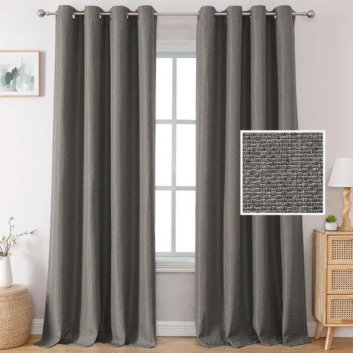 Vista 36 de H.VERSAILTEX Cortinas opacas de lino de 45 pulgadas de largo para dormitorio/sala de estar con aislamiento térmico con ojales, cortinas de lino