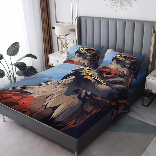 Vista 10 de Bald Eagle Sábanas tamaño individual – Sábanas de cama de pájaros, microfibra suave, bolsillo profundo, sábanas y fundas de almohada estampadas sin