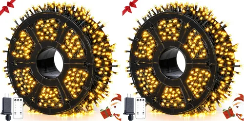 Vista 17 de JMEXSUSS Guirnalda de 250 luces LED que cambian de color, 11 modos, luces cálidas y multicolor para árbol de Navidad con luces de Navidad remotas al