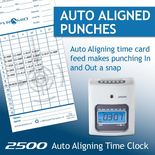 Vista 2 de Pyramid Time Systems Small Business 2500 Time Clock Bundle, empleados ilimitados, marfil