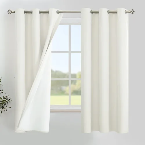 Vista 139 de YoungsTex - Cortinas 100% opacas para dormitorio, con aislamiento térmico y ojales, cortinas oscuras negras con capa pesada para ventana de sala