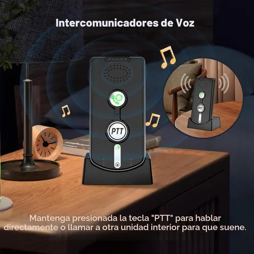 Vista 3 de Sistema de intercomunicación inalámbrico de 2 vías para el hogar, 1/2 milla de largo alcance, llamadas manos libres, recargable, espera de 120