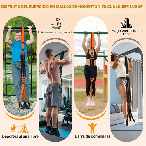 Vista 5 de Two Foot Pull Up Assistance Bands,Heavy Duty Pull Up Workout Bands,Adjustable Weight/Size with Comfortable Fabric Feet/Knee Rest for Home Gym