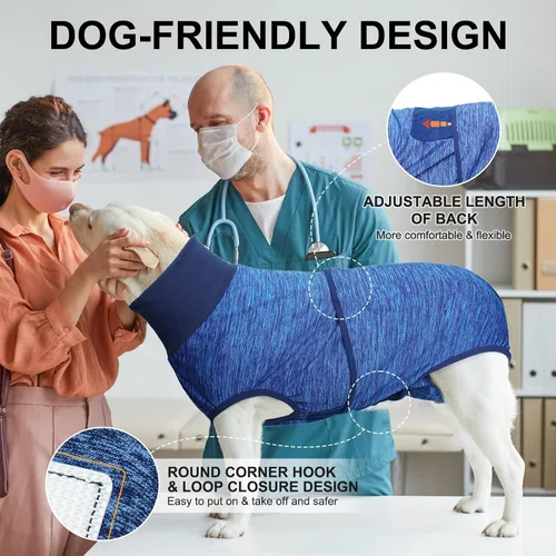 Vista 4 de BEAUTYZOO Traje de recuperación para perros, traje de cirugía para perros, esterilización femenina, mameluco de recuperación quirúrgica para perros