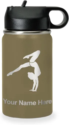 Vista 23 de LaserGram Botella de agua personalizada, soporte de mano de gimnasta, acero inoxidable de doble pared aislada al vacío con popote superior, regalo
