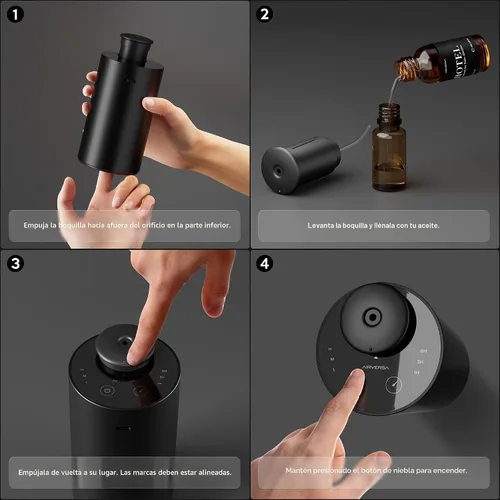 Vista 4 de Airversa - Difusor de aceites esenciales sin agua para aromaterapia en el hogar con 3 configuraciones de temporizador de cuenta regresiva o apagado
