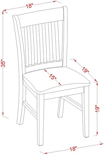 Vista 7 de East West Furniture ANNO3-MAH-C Juego de mesa y sillas de cocina de 3 piezas contiene una mesa de comedor redonda con pedestal y 2 sillas de comedor