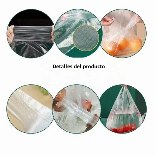 Vista 2 de Bolsas de plástico para camisetas con asas, 18.5 x 11.8 pulgadas, 150 bolsas transparentes para comestibles, bolsas de compras reutilizables