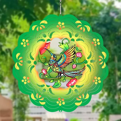 Vista 14 de Molinillos de viento de abeja colgantes en 3D, regalos de abeja para mujeres, mamá, abuela, papá, escultura cinética de viento de resorte de metal