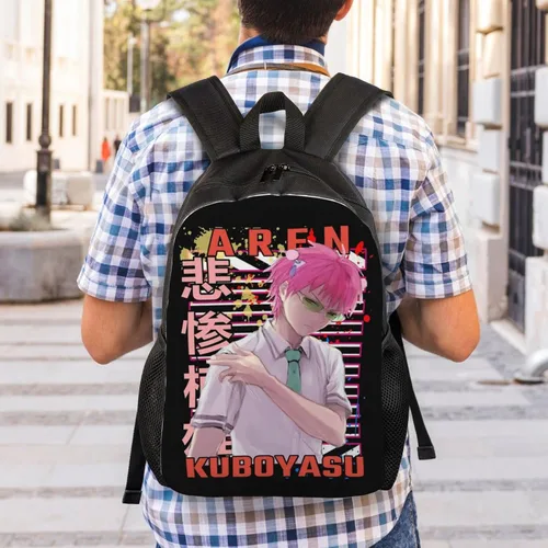 Vista 6 de Anime The Disastrous Life Of Saiki K - Mochila ligera unisex a la moda, casual, bolsa de viaje, Negro -, Mochilas de mochila