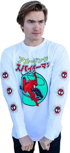 Vista 3 de Marvel Spider-Man - Camiseta de manga larga japonesa Kanji Comics para adultos unisex 100 algodón