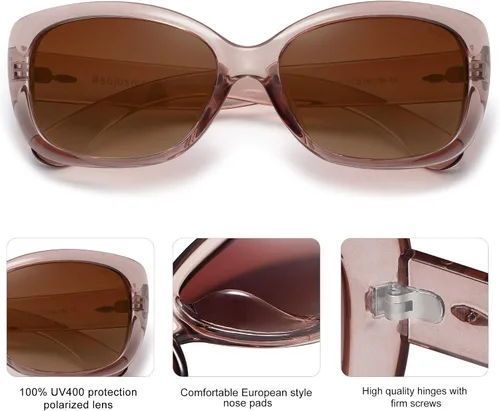 Vista 3 de SOJOS Gafas de sol cuadradas vintage para mujer, polarizadas, protección UV, marco Havana SJ2111
