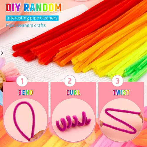 Vista 4 de Giwrmu 200 piezas 20 colores Limpiapipas para Manualidades, Limpiapipas Tallo de Chenilla, Palitos Difusos Suministros para Manualidades