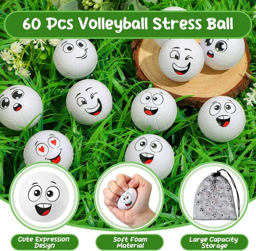 Vista 2 de Shappy 24 mini pelotas de voleibol para el estrés, pelotas deportivas de espuma, para apretar la ansiedad con emoción, juguetes de voleibol de 1.57