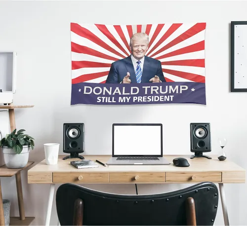 Vista 5 de Bandera de Donald Trump Still My President USA MAGA Partido Republicano de 3 x 5 pies, color vivo, ojales de latón con doble costura