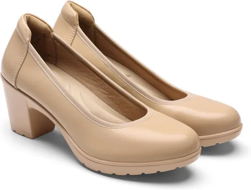 Vista 8 de DREAM PAIRS Zapatos de tacón bajo con punta cerrada y gruesos para mujer, zapatos de trabajo cómodos con punta redonda, zapatos de boda Nereida