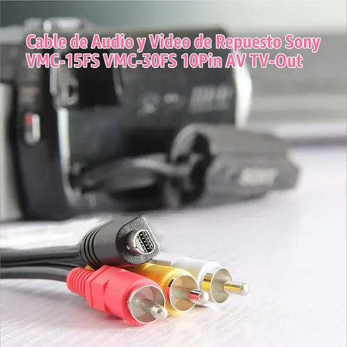 Vista 5 de Reemplazo de cable AV Sony para Handycam, VMC-15FS VMC-30FS, cable de audio y video de 10 pines para videocámara Sony DCR-SR90/ DPP-EX50/ HDR-CX7