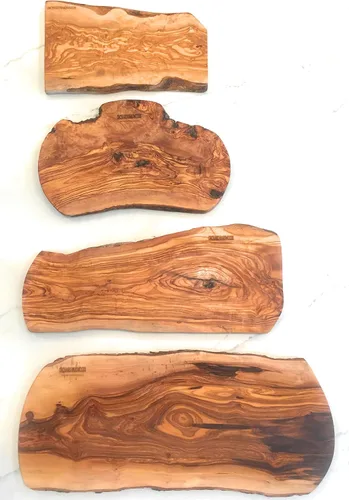 Vista 6 de Tabla de charcutería de madera de olivo rústica hecha a mano de 16" con borde de corteza por Orchard Hardwoods - Bandeja para cortar, picar, servir.