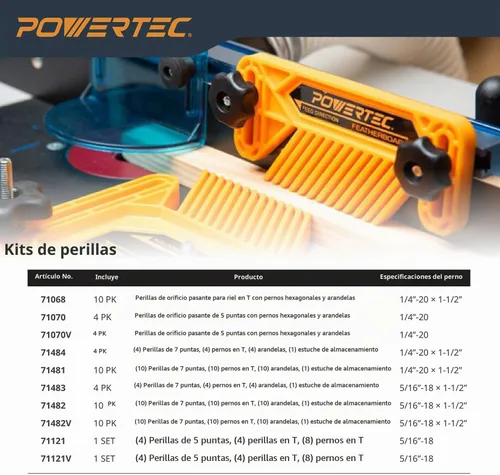 Vista 11 de Powertec - Perfil en T universal de doble corte con agujeros de montaje pretaladrados