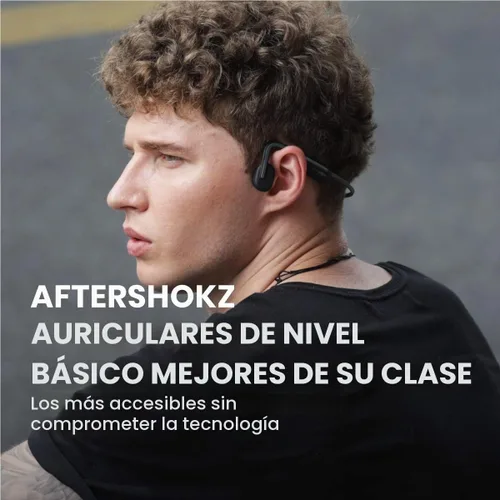 Vista 4 de Aftershokz OpenMove (renombrado como Shokz OpenMove) Auriculares inalámbricos Bluetooth de conducción ósea abierta, incluye paquete