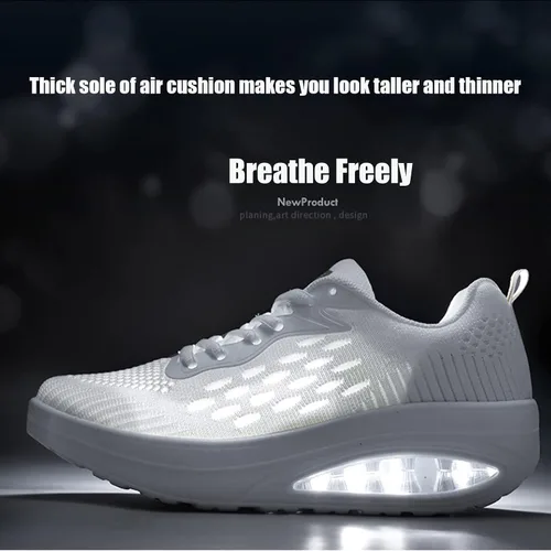 Vista 4 de WENOREG Tenis de malla transpirable para mujer, con amortiguación de aire, con cordones, ortopédicos 3D, plataforma de tendón de ternera