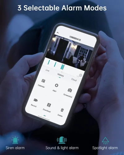 Vista 5 de Cámaras de seguridad ZUMIMALL inalámbricas para exteriores - 2 paquetes, cámara inalámbrica para exteriores con vista de 360°, alimentación solar