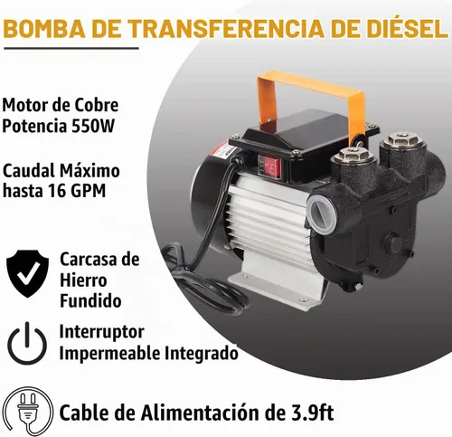 Vista 2 de TOPWAY Kit de bomba de transferencia de combustible eléctrico autocebante de 110V CA, 16 GPM para aceite, diésel, queroseno y biodiésel con manguera