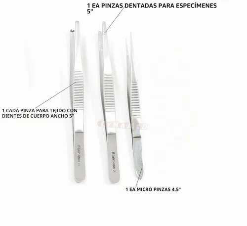 Vista 8 de Juego de 34 piezas de disección de disección para estudiantes de anatomía de laboratorio de biología avanzada con cuchillo de bisturí, mango