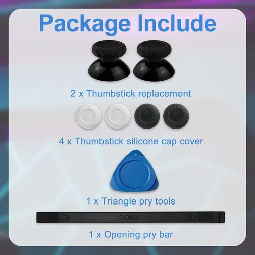 Vista 2 de DTESL 2Pcs Black Thumbstick Replacement for Meta Oculus Quest 2,4Pcs Thumbstick Silicone Cap Cover with Prying Tool (Black)